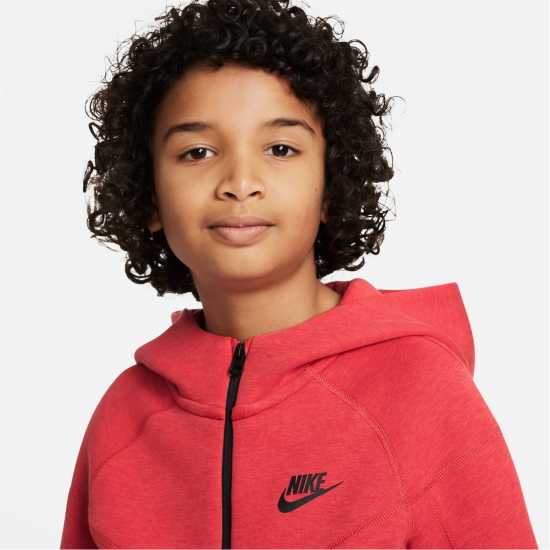 Nike Sportswear Tech Fleece Full-Zip Hoodie Juniors Red/Black Детски суитчъри и блузи с качулки