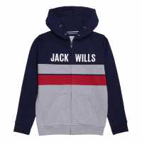 Jack Wills Chest Stripe Zip Hoodie Juniors