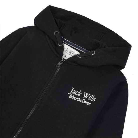 Jack Wills Pinbrook Zip Hdy Jn99 Black Детски суитчъри и блузи с качулки