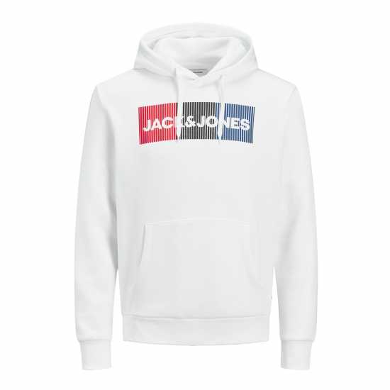 Jack And Jones Corp Logo Hoodie White Detail Мъжки суитчъри и блузи с качулки