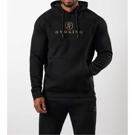 Gym King Men's Pro Cotton Pull Over Hoodie Черно/Злато Gym King Men's Pro Cotton Pull Over Hoodie Черно/Злато