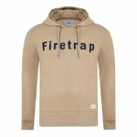 Firetrap Mens Graphic Fleece Hoodie Sand Мъжки суитчъри и блузи с качулки