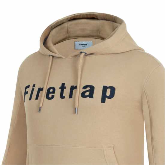 Firetrap Mens Graphic Fleece Hoodie Sand Мъжки суитчъри и блузи с качулки