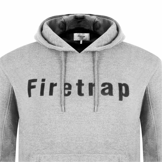 Firetrap Mens Graphic Fleece Hoodie Grey Marl Мъжки полар