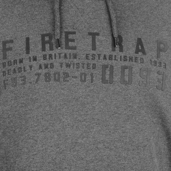 Firetrap Mens Graphic Fleece Hoodie Charcoal Marl Мъжки полар
