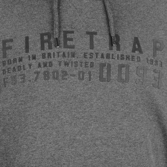 Firetrap Mens Graphic Fleece Hoodie Тъмно сиво марл Мъжки суитчъри и блузи с качулки