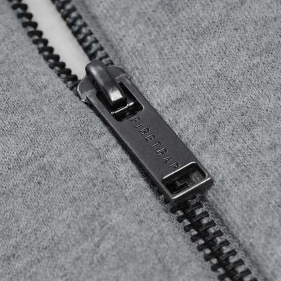 Firetrap Mens Brunel Full Zip Fleece Hoodie Сив марл Мъжки суитчъри и блузи с качулки