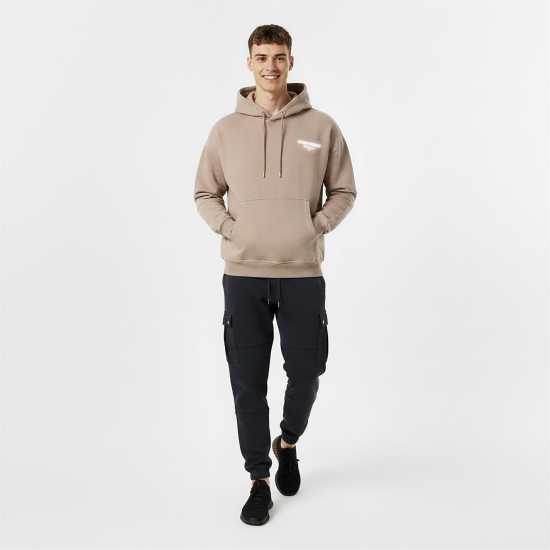 Jack Wills Men's Script Cotton Long Sleeve Oversized Fit Hoodie Бледо кафяво 