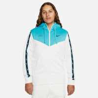 Nike Sportswear Repeat Men's Full-Zip Hoodie White/Blue Мъжки суитчъри и блузи с качулки