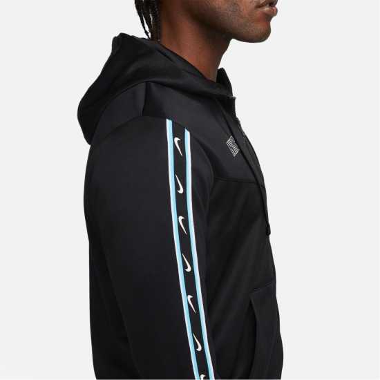 Nike Sportswear Repeat Men's Full-Zip Hoodie Black/Blue - Мъжки суитчъри и блузи с качулки