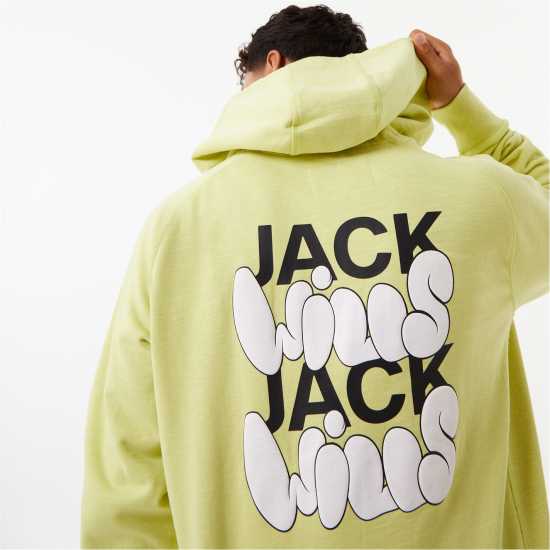 Jack Wills Bubble Graphic Hoodie Lime Мъжки суитчъри и блузи с качулки