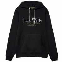 Jack Wills Batsford Graphic Logo Hoodie Black Мъжки суитчъри и блузи с качулки