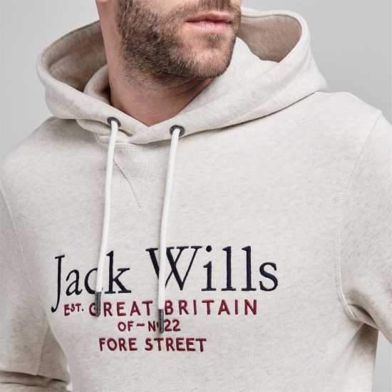 Jack Wills Batsford Logo Hoodie Mens Faded Indigo Мъжки суитчъри и блузи с качулки