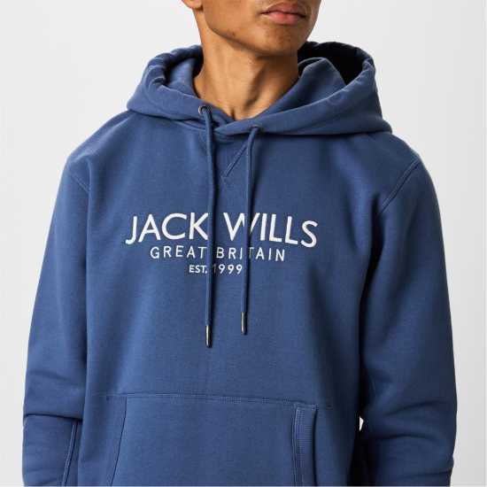 Мъжки суитчъри и блузи с качулки Jack Wills Batsford Logo Hoodie Mens Винтажно индиго Jack Wills Batsford Logo Hoodie Mens Винтажно индиго Мъжки суитчъри и блузи с качулки