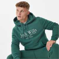 Jack Wills Batsford Logo Hoodie Mens Dark Green Мъжки суитчъри и блузи с качулки