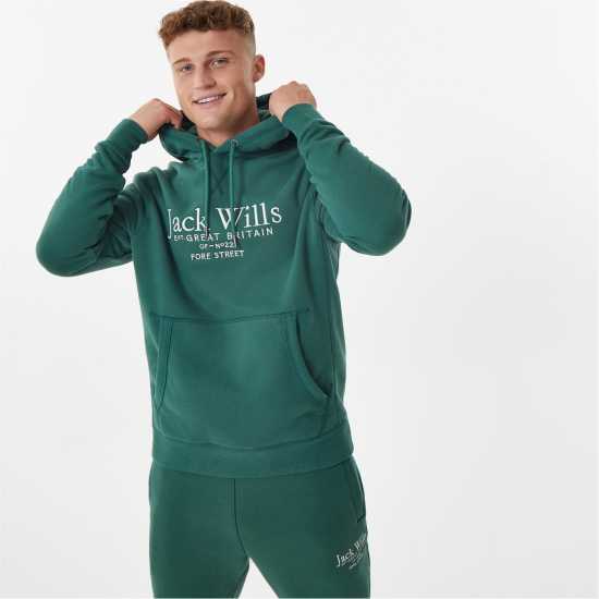 Мъжки суитчъри и блузи с качулки Jack Wills Batsford Logo Hoodie Mens Dark Green Jack Wills Batsford Logo Hoodie Mens Dark Green Мъжки суитчъри и блузи с качулки
