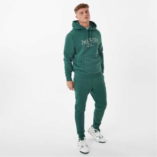 Jack Wills Batsford Logo Hoodie Mens Dark Green Мъжки суитчъри и блузи с качулки