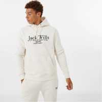 Jack Wills Batsford Logo Hoodie Mens Cream Мъжки суитчъри и блузи с качулки