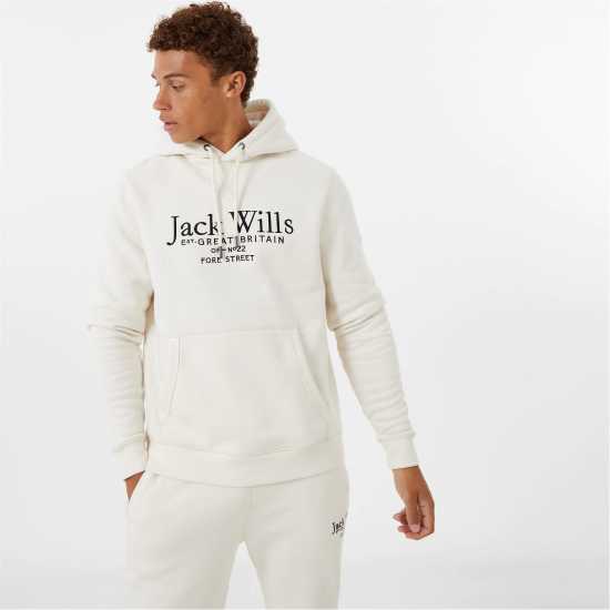 Jack Wills Batsford Logo Hoodie Mens Cream Мъжки суитчъри и блузи с качулки
