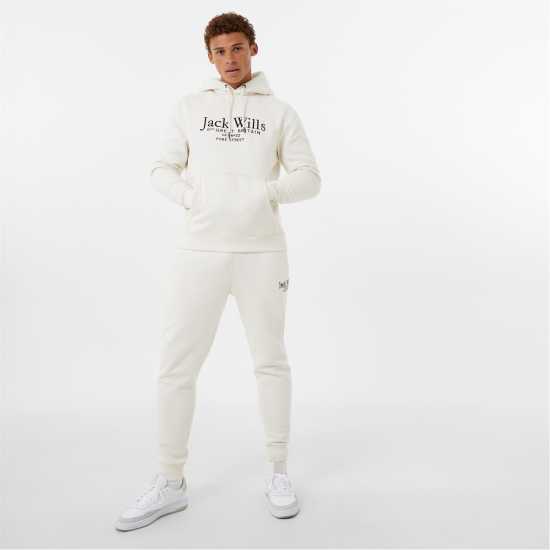 Jack Wills Batsford Logo Hoodie Mens Cream Мъжки суитчъри и блузи с качулки