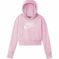 Nike Детски Момичешки Суитшърт Club Crop Hoody Junior Girls Pink Foam Детски суитчъри и блузи с качулки