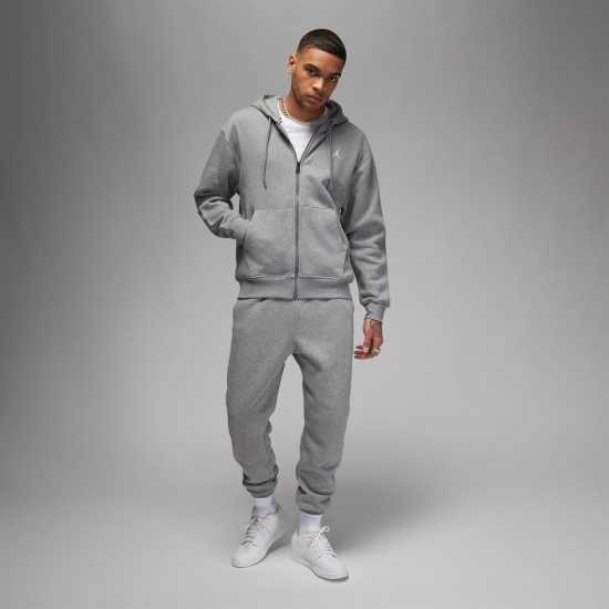 Air Jordan Essentials Men's Full-Zip Fleece Hoodie Carbon/White Мъжки суитчъри и блузи с качулки