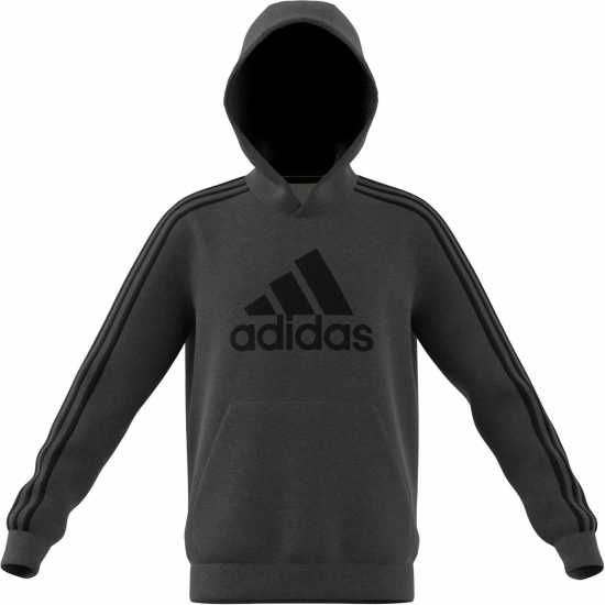 Adidas 3-Stripe Logo Hoodie Junior Boys Charcoal/Blk Детски суитчъри и блузи с качулки