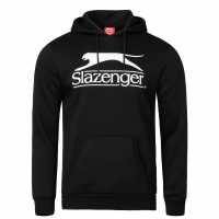 Slazenger Large Logo Hoodie Mens Black/White Мъжки суитчъри и блузи с качулки