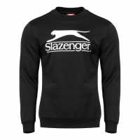 Slazenger Блуза С Обло Деколте Large Logo Crew Sweatshirt Mens Black/White Мъжки суитчъри и блузи с качулки