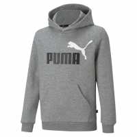 Puma Logo Hoodie Junior Boys Grey Graphic Детски суитчъри и блузи с качулки