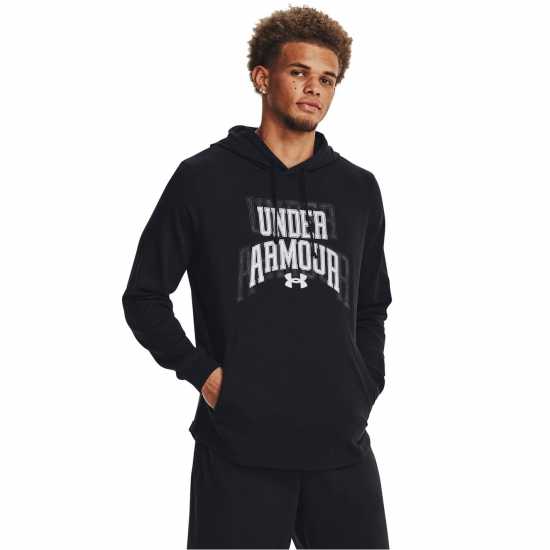 Under Armour Rival Terry Graphic Hoodie Black/White Мъжки суитчъри и блузи с качулки