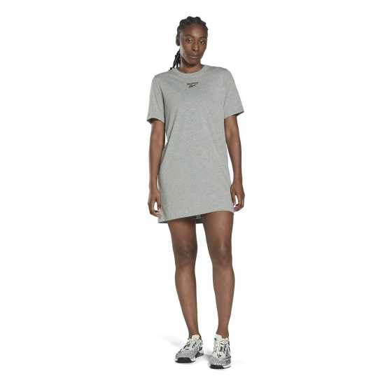 Reebok Тениска T Shirt Dress Med Grey Heathr Дамски поли и рокли