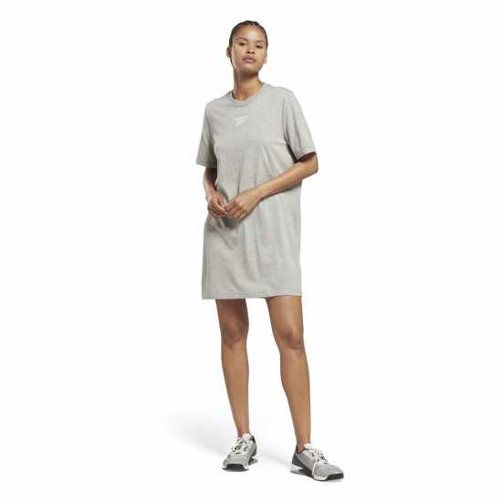 Reebok Тениска T Shirt Dress Grey Hthr/White Дамски поли и рокли