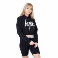Hype Script Kids Crop Hoodie Черно Детски суитчъри и блузи с качулки