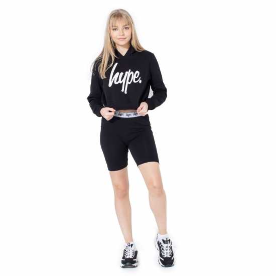 Hype Script Kids Crop Hoodie Черно Детски суитчъри и блузи с качулки