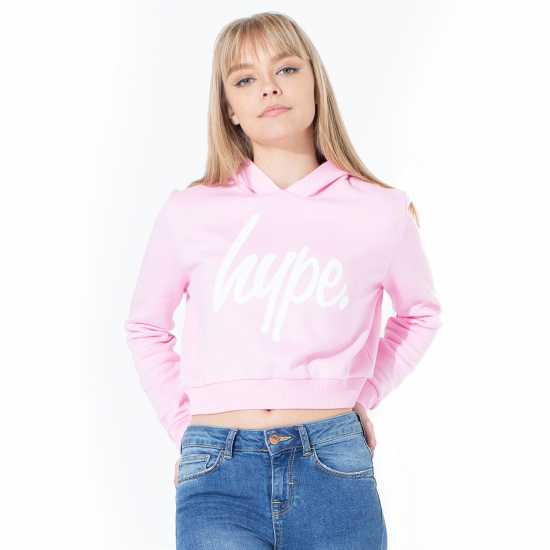 Hype Script Kids Crop Hoodie Розово Детски суитчъри и блузи с качулки