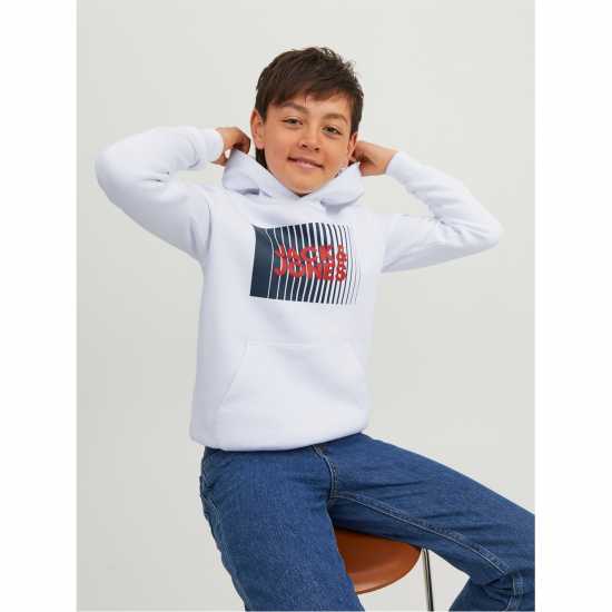 Jack And Jones Play Logo Hoodie Juniors Бяло Детски суитчъри и блузи с качулки