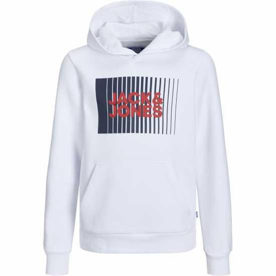 Jack And Jones Play Logo Hoodie Juniors Бяло Детски суитчъри и блузи с качулки