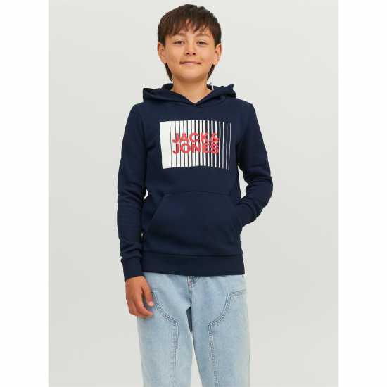 Jack And Jones Play Logo Hoodie Juniors Нави блейзър Детски суитчъри и блузи с качулки