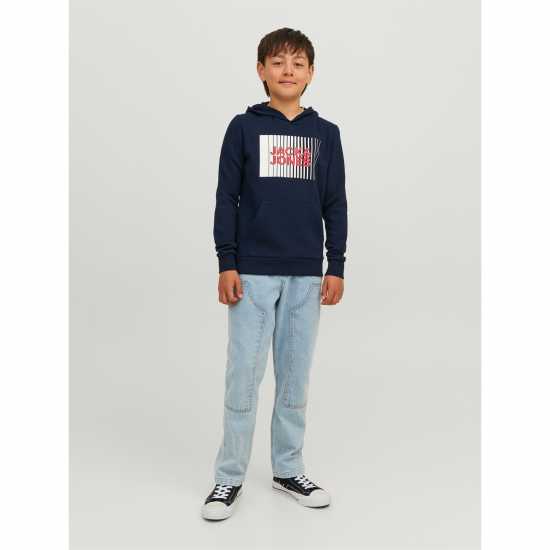 Jack And Jones Play Logo Hoodie Juniors Нави блейзър Детски суитчъри и блузи с качулки