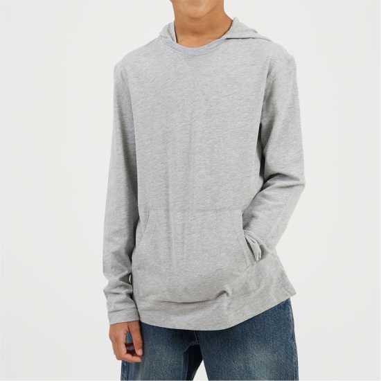 Brave Soul Boys Long Sleeve Hoodie With Set In Sleeve Light Grey 