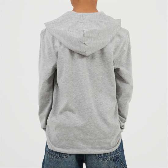 Brave Soul Boys Long Sleeve Hoodie With Set In Sleeve Light Grey 