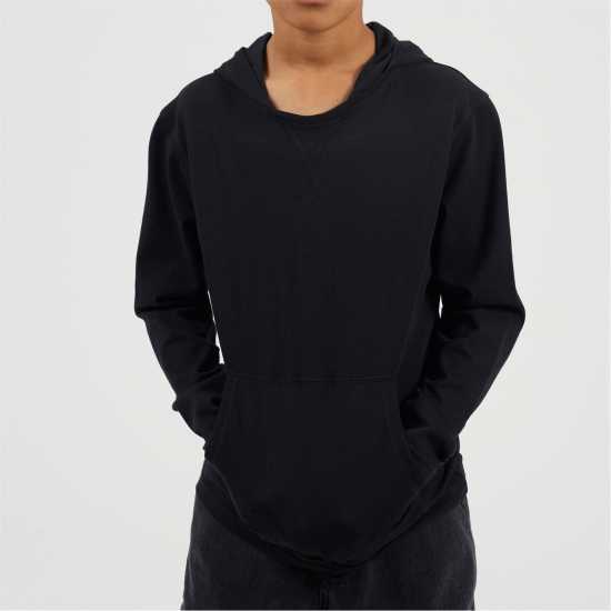 Brave Soul Boys Long Sleeve Hoodie With Set In Sleeve Jet Black 