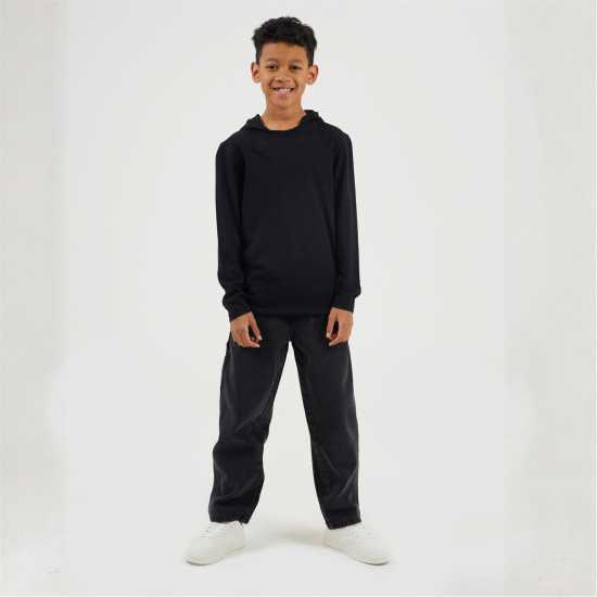 Brave Soul Boys Long Sleeve Hoodie With Set In Sleeve Jet Black 