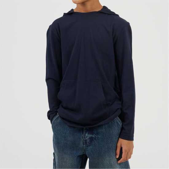 Brave Soul Boys Long Sleeve Hoodie with Set In Sleeve Rich Navy 