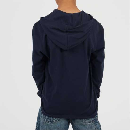 Brave Soul Boys Long Sleeve Hoodie with Set In Sleeve Rich Navy 