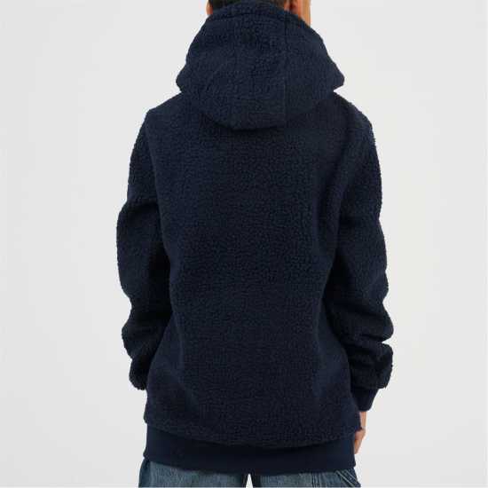Brave Soul Boys Kangaroo Pocket Borg Hoodie With Badge Detail Dk Navy 