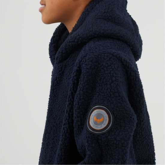 Brave Soul Boys Kangaroo Pocket Borg Hoodie With Badge Detail Dk Navy 