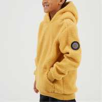 Brave Soul Boys Kangaroo Pocket Borg Hoodie With Badge Detail Deep Mustard 