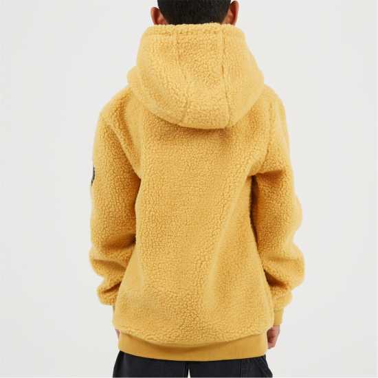 Brave Soul Boys Kangaroo Pocket Borg Hoodie With Badge Detail Deep Mustard 